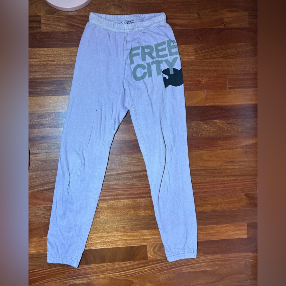 freecity Lavender Track Pants with Olive Green Logo
